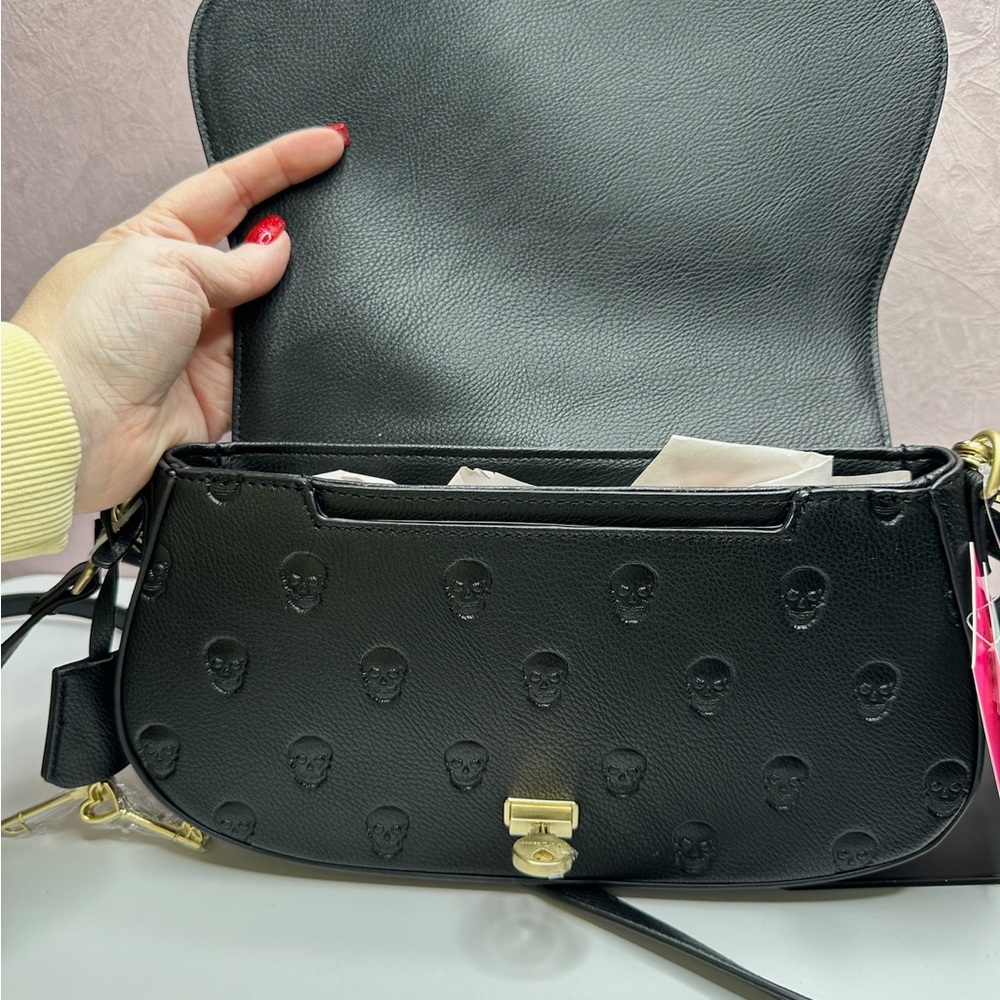 Betsey Johnson XOMarci Skull Embossed Crossbody Bag - Black - Picture 14 of 16